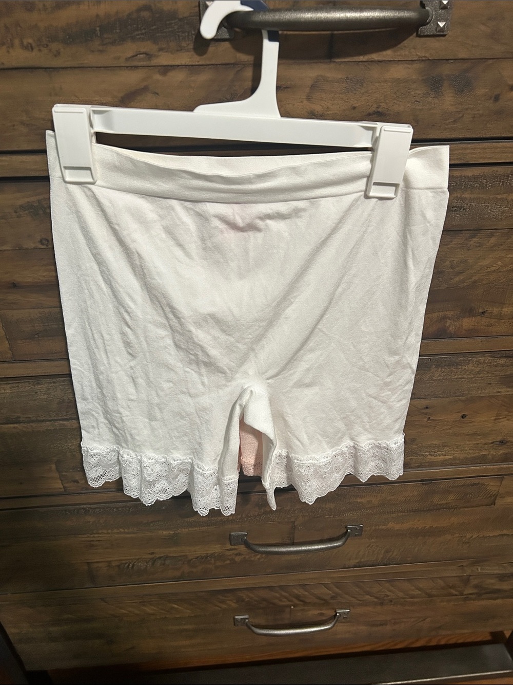 Breezies White & Pink Longline slip shorts. Under dresses and skirts. Set of 2
